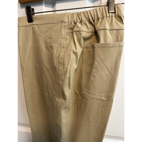Isaac Mizrahi 18W Khaki Pants A266247 Back Pockets Elastic Back Waist Flat Front - Picture 2 of 11